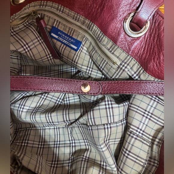 Burberry Blue Label Burgandy Soft Leather Tote Shoulder Bag - Picture 6 of 12